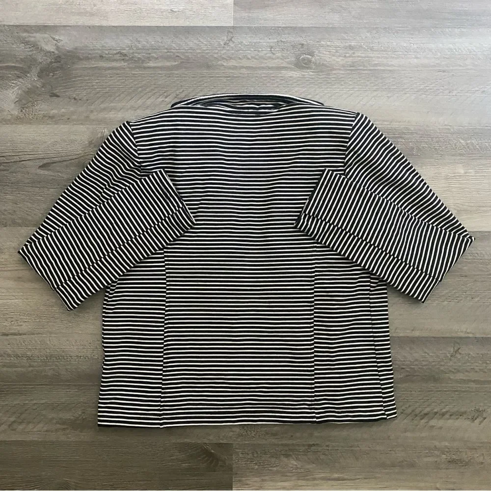 Tommy Hilfiger Stripe Puff Sleeve Jacket Large With Pockets Navy - Picture 11 of 13